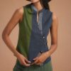 Elegant Cotton Blouse Sleeveless Asymmetrical