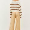 Striped Knit Pullover Oversized Boat Neck Sweater Relaxed